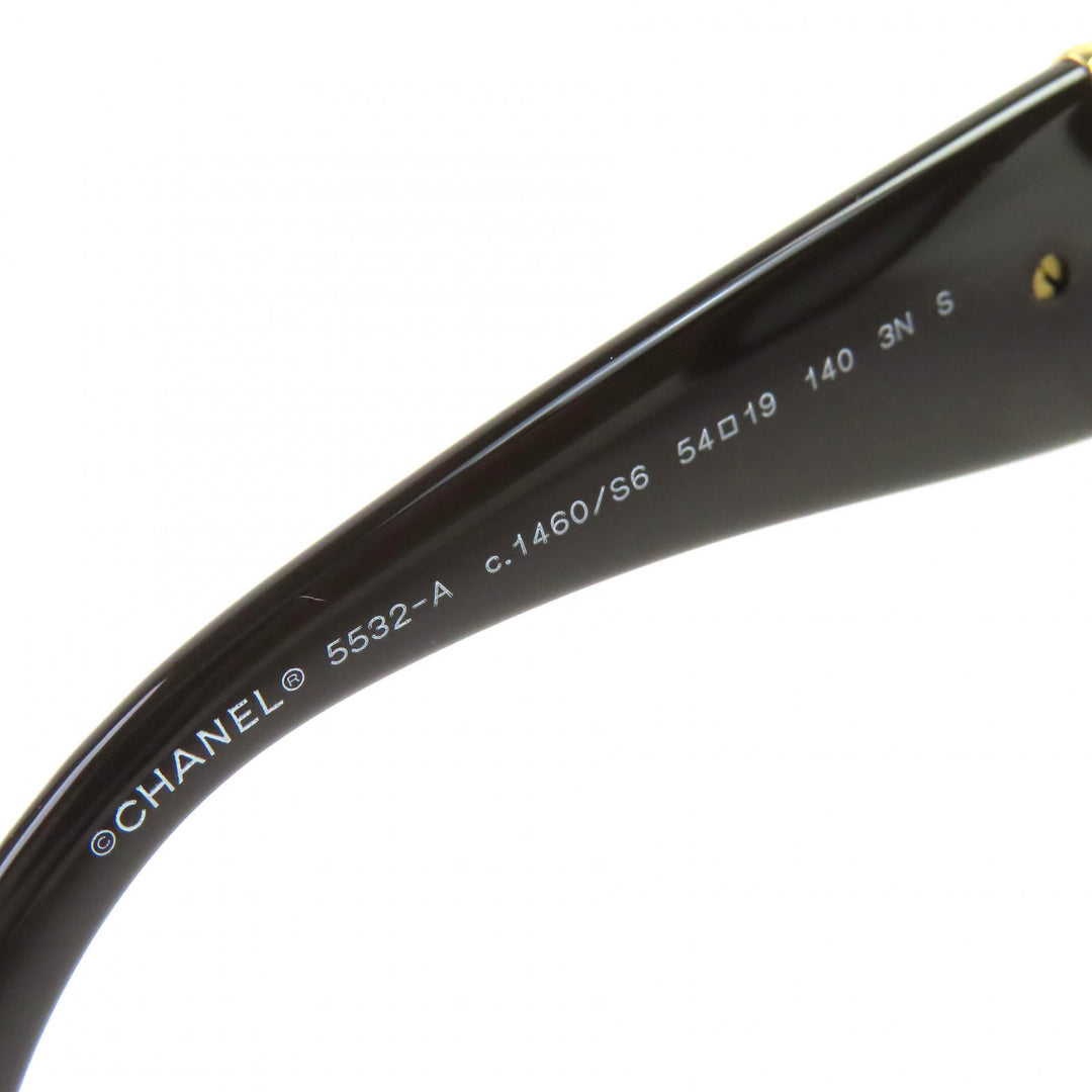 Excellent CHANEL COCO Mark Square Shape Eyewear Sunglasses Current Model Black 5532-A