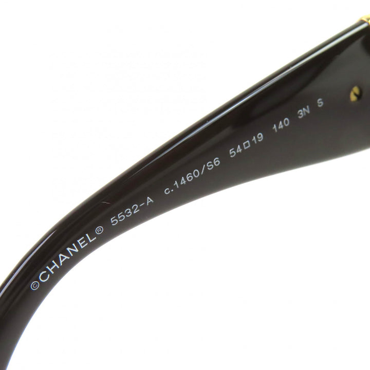 Excellent CHANEL COCO Mark Square Shape Eyewear Sunglasses Current Model Black 5532-A