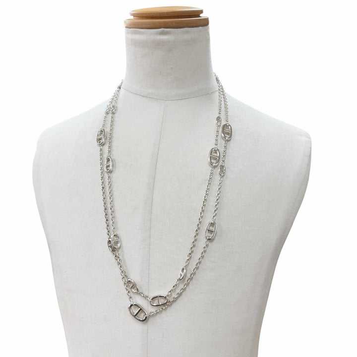 Great HERMES Necklace Chéne Dunkle Farandole Chain Silver 925 mens