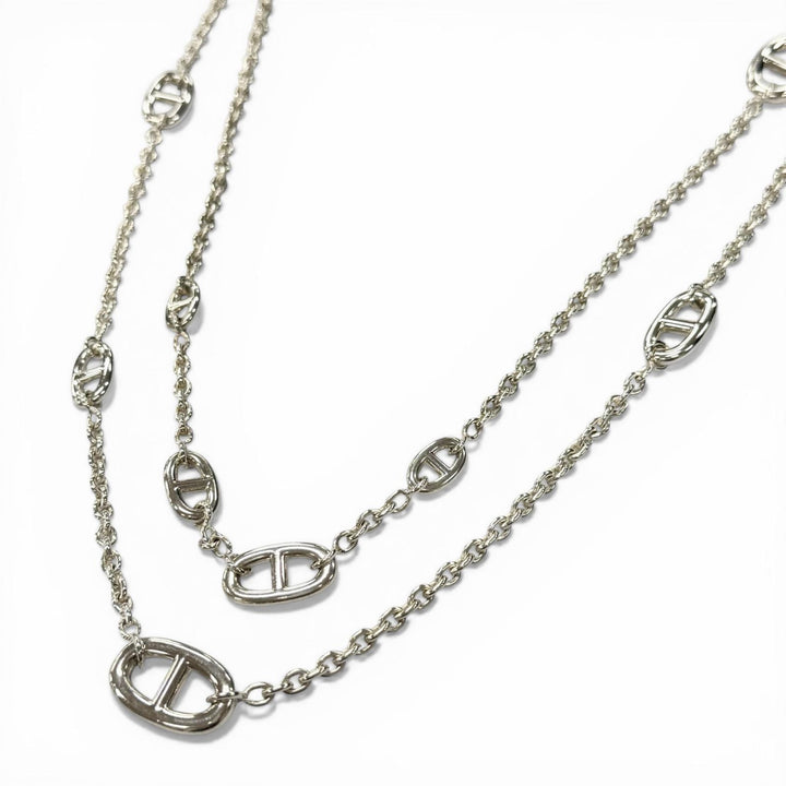 Great HERMES Necklace Chéne Dunkle Farandole Chain Silver 925 mens