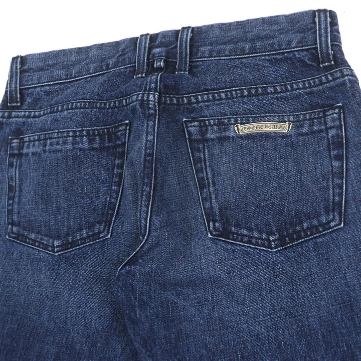 CHROME HEARTS Pants CH Cross Button Horseshoe Button Fly Indigo cotton mens 32