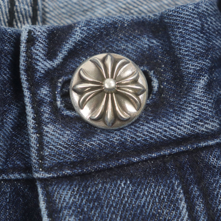 CHROME HEARTS Pants CH Cross Button Horseshoe Button Fly Indigo cotton mens 32