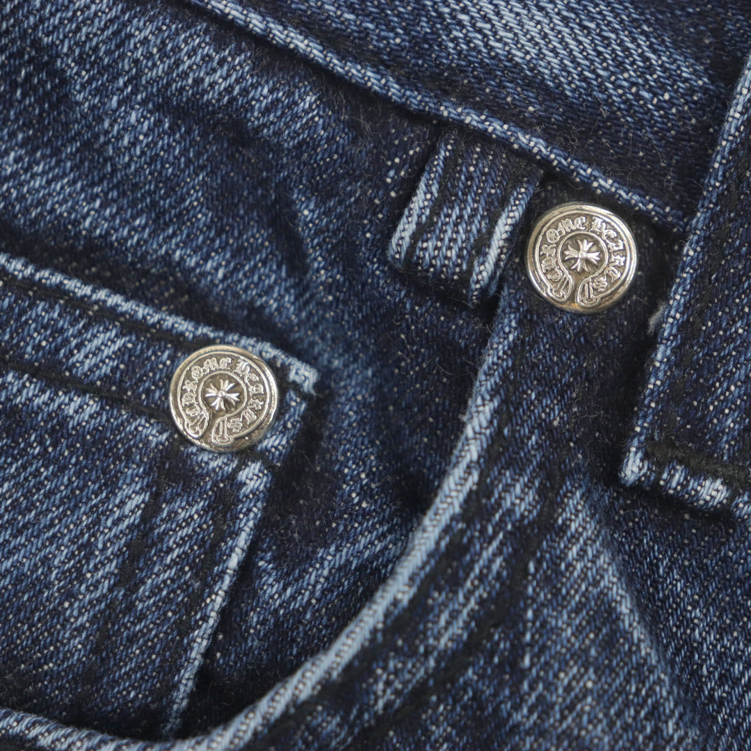 CHROME HEARTS Pants CH Cross Button Horseshoe Button Fly Indigo cotton mens 32