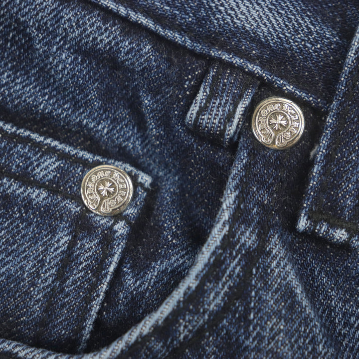 CHROME HEARTS Pants CH Cross Button Horseshoe Button Fly Indigo cotton mens 32