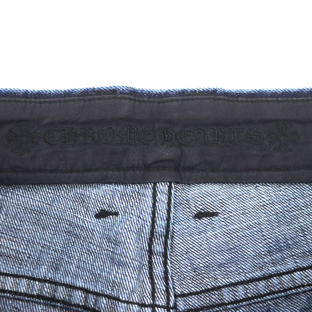 CHROME HEARTS Pants CH Cross Button Horseshoe Button Fly Indigo cotton mens 32