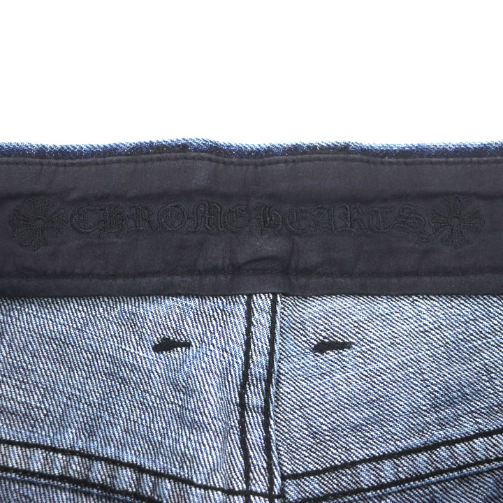 CHROME HEARTS Pants CH Cross Button Horseshoe Button Fly Indigo cotton mens 32