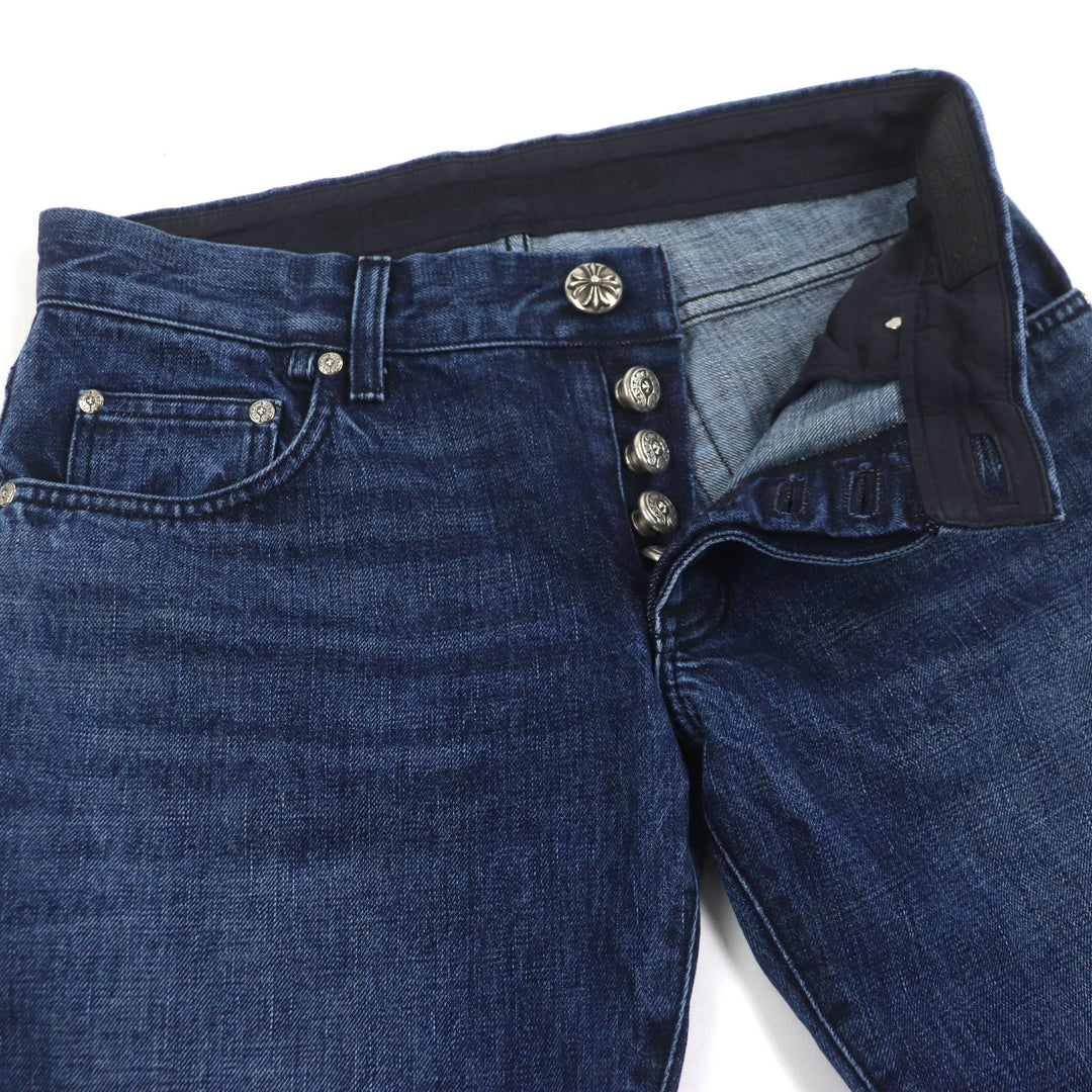 CHROME HEARTS Pants CH Cross Button Horseshoe Button Fly Indigo cotton mens 32