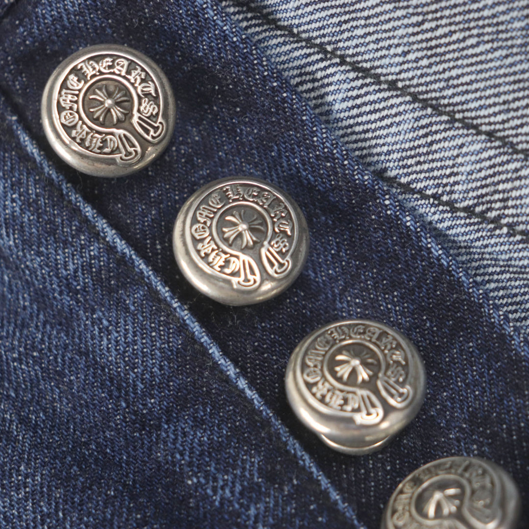 CHROME HEARTS Pants CH Cross Button Horseshoe Button Fly Indigo cotton mens 32