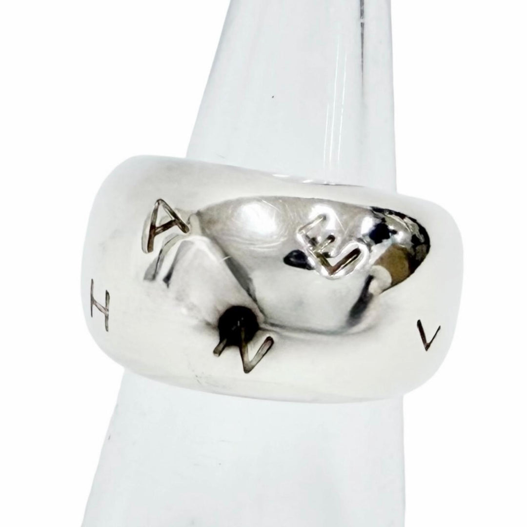 Great CHANEL Ring ring Logo engraving Silver 925 Women