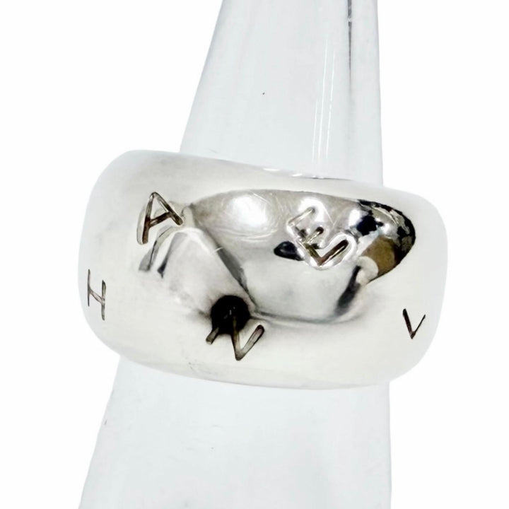 Great CHANEL Ring ring Logo engraving Silver 925 Women