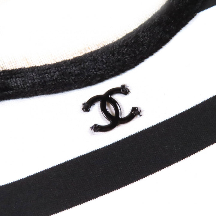Pristine CHANEL COCO Mark Strap Pattern Swimwear Swimsuit 36 22C P71948