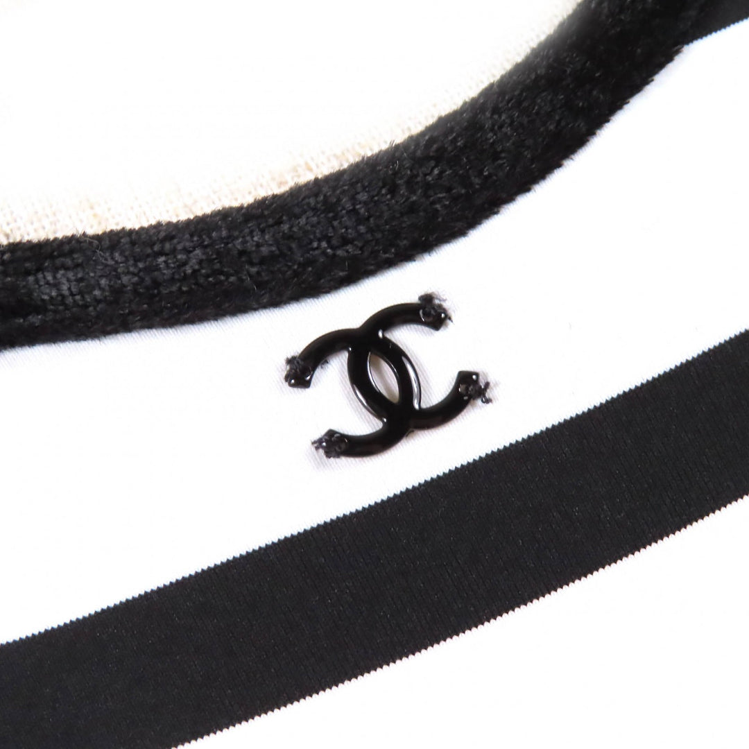 Pristine CHANEL COCO Mark Strap Pattern Swimwear Swimsuit 36 22C P71948