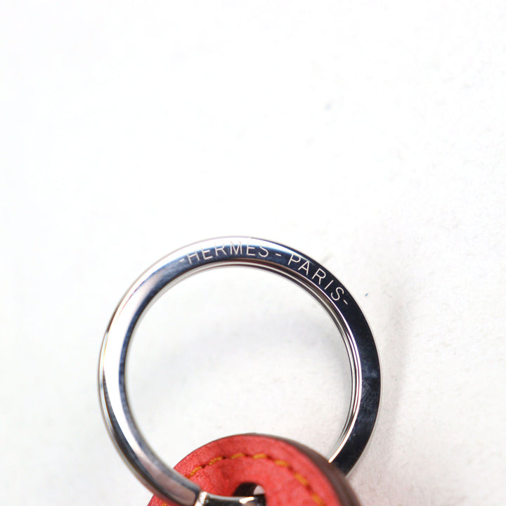 Pristine HERMES Bag charm Petite Ash Elephant Key ring Red leather Women
