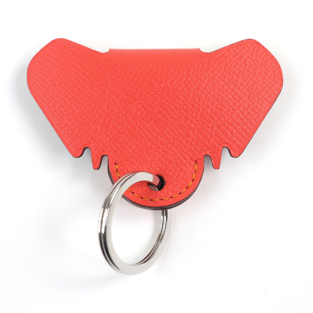 Pristine HERMES Bag charm Petite Ash Elephant Key ring Red leather Women