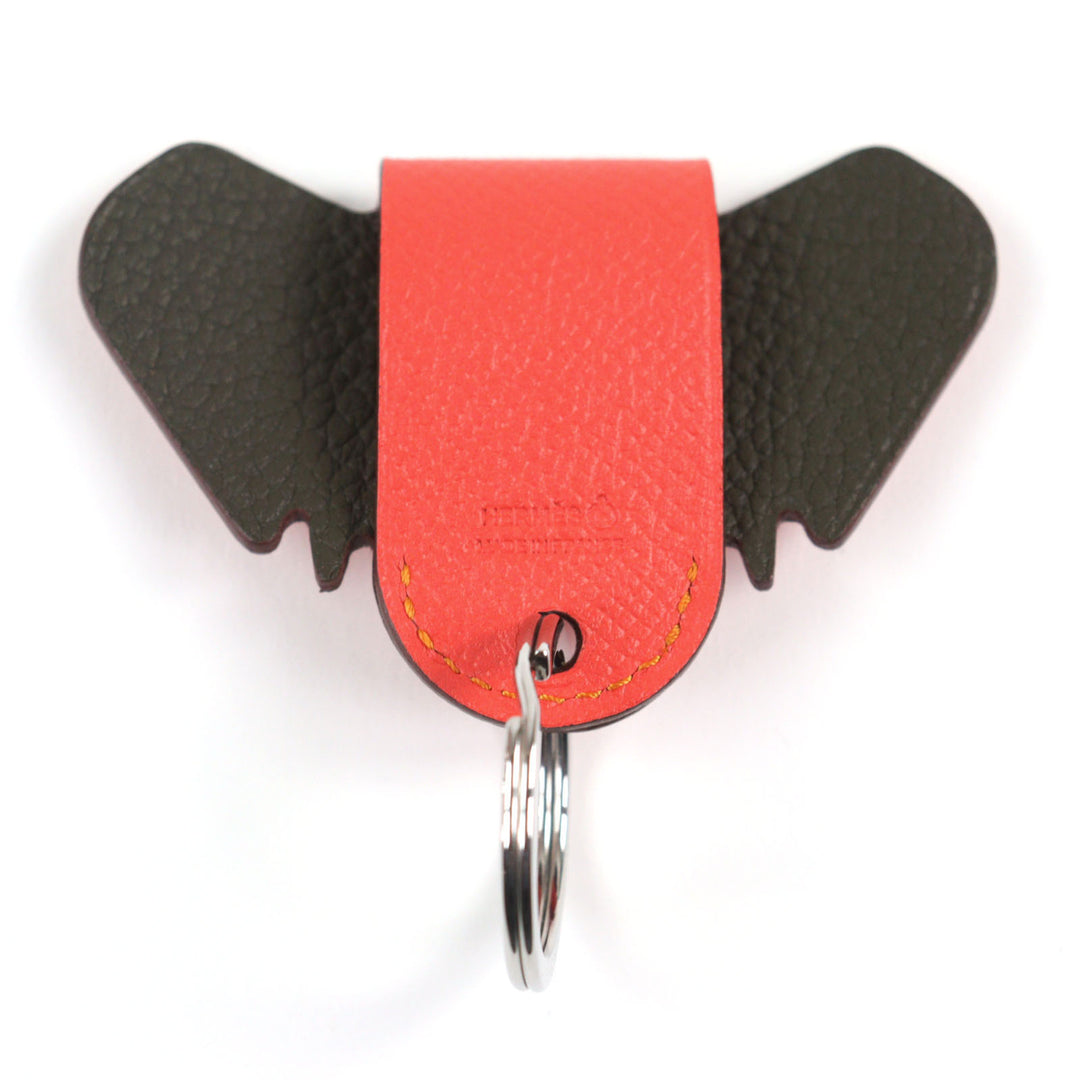 Pristine HERMES Bag charm Petite Ash Elephant Key ring Red leather Women