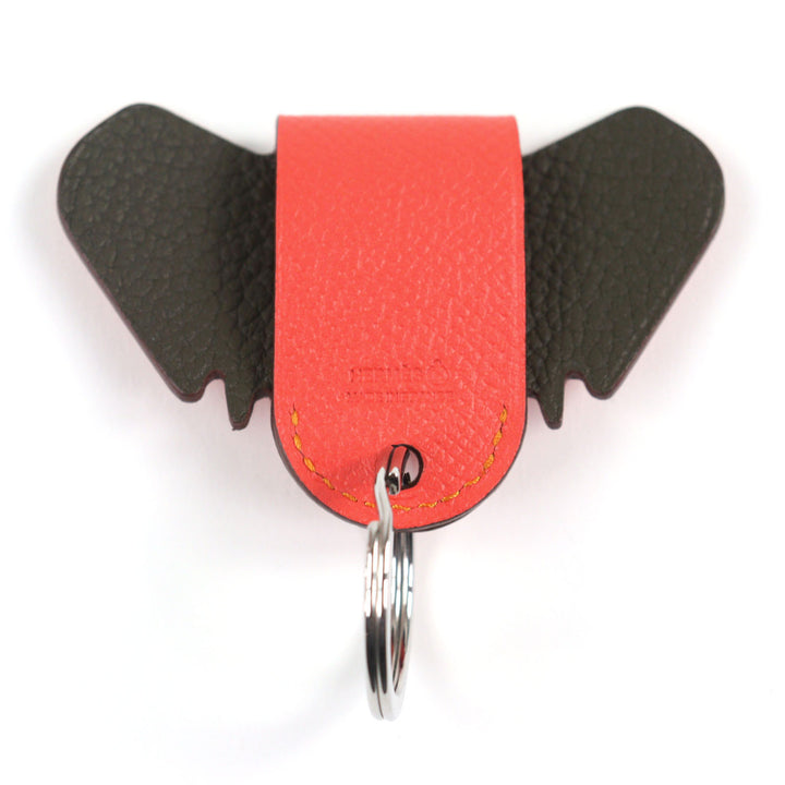Pristine HERMES Bag charm Petite Ash Elephant Key ring Red leather Women