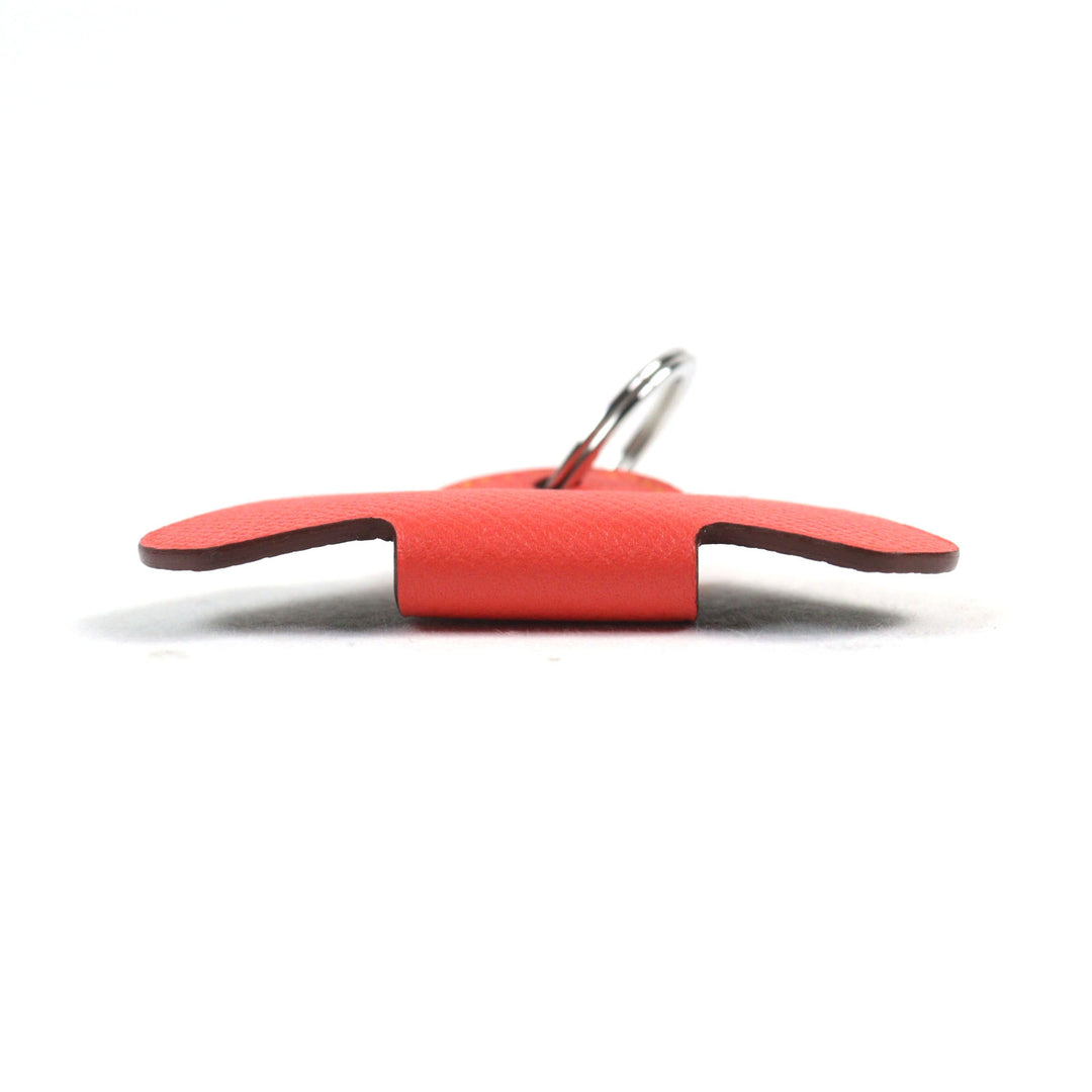 Pristine HERMES Bag charm Petite Ash Elephant Key ring Red leather Women