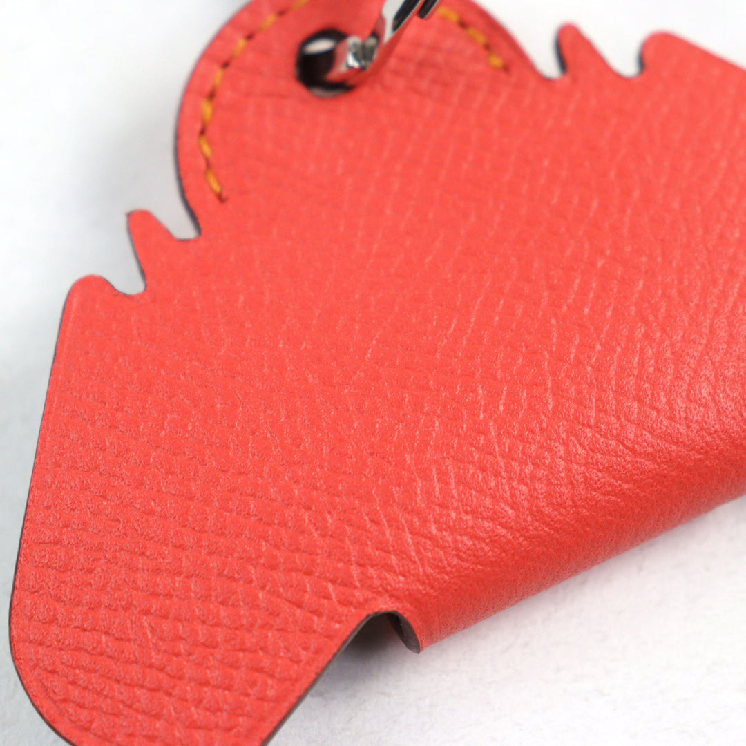 Pristine HERMES Bag charm Petite Ash Elephant Key ring Red leather Women