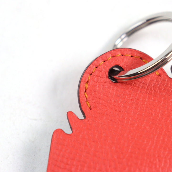 Pristine HERMES Bag charm Petite Ash Elephant Key ring Red leather Women