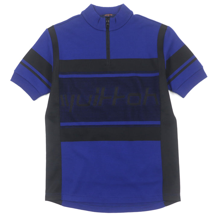 Excellent LOUIS VUITTON Short sleeve knit Jacquard Cycling blue-black cotton S