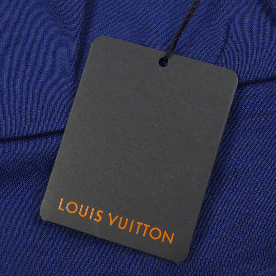 Excellent LOUIS VUITTON Short sleeve knit Jacquard Cycling blue-black cotton S