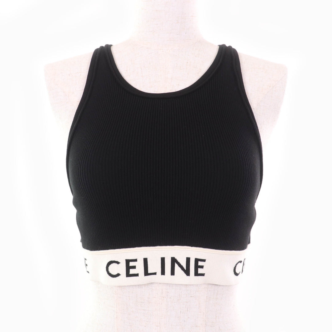 Excellent CELINE Tank top Athlete Bra / Mesh Black/Cream cotton S 2A68L372N