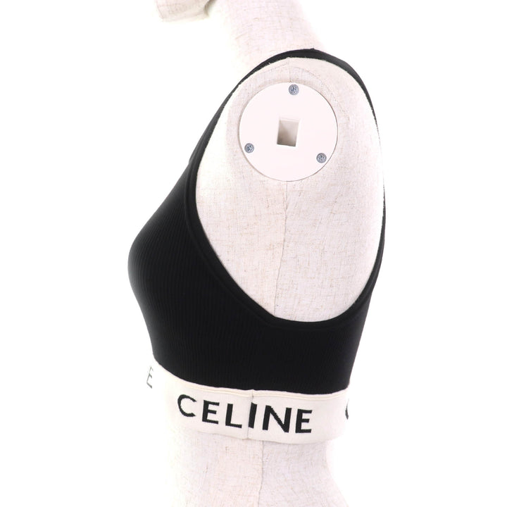 Excellent CELINE Tank top Athlete Bra / Mesh Black/Cream cotton S 2A68L372N