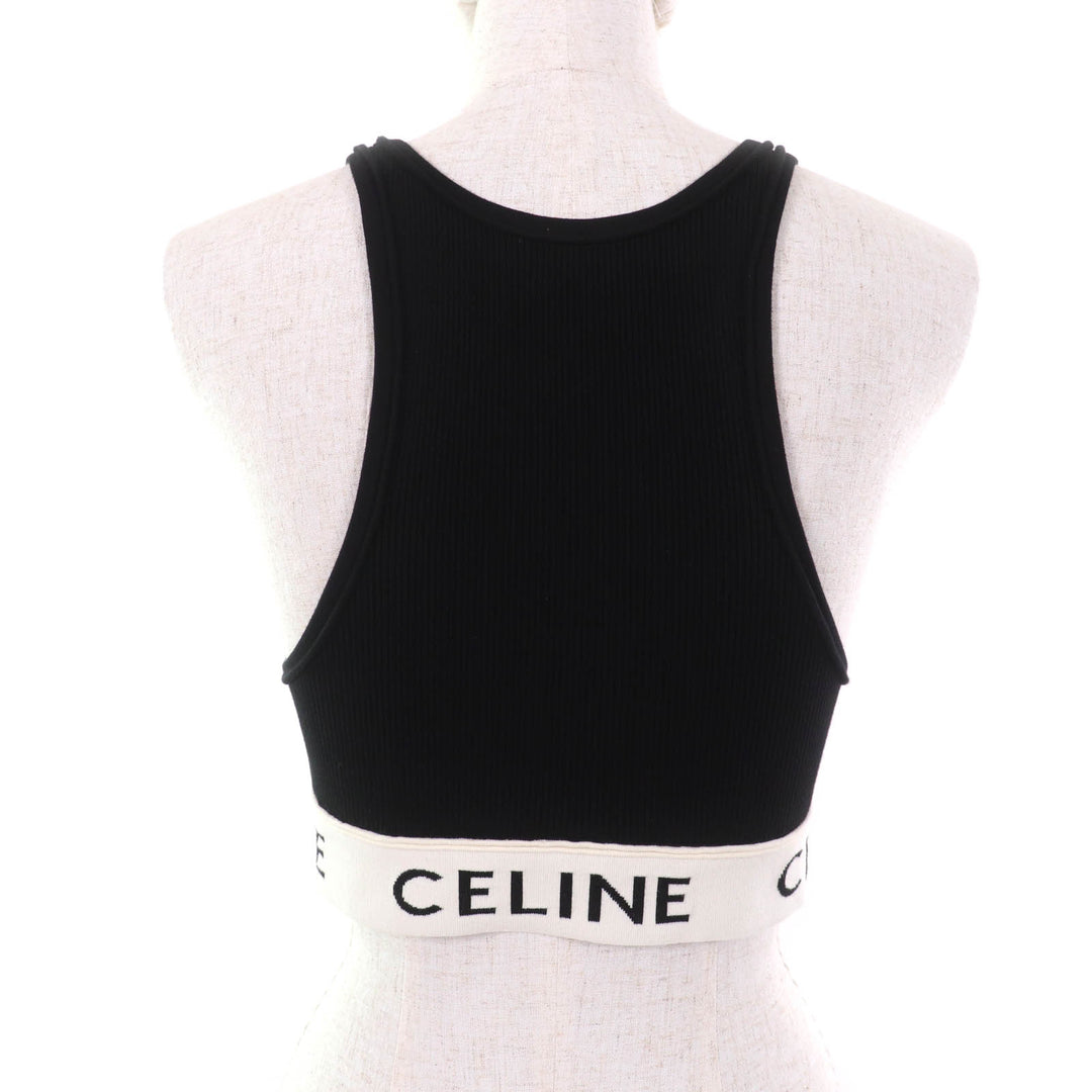 Excellent CELINE Tank top Athlete Bra / Mesh Black/Cream cotton S 2A68L372N