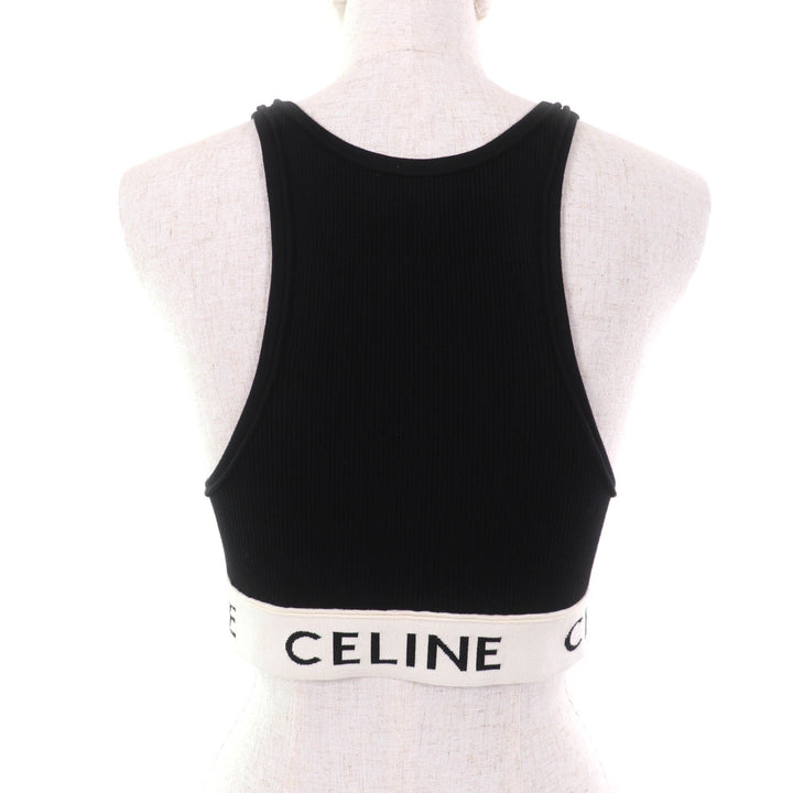 Excellent CELINE Tank top Athlete Bra / Mesh Black/Cream cotton S 2A68L372N