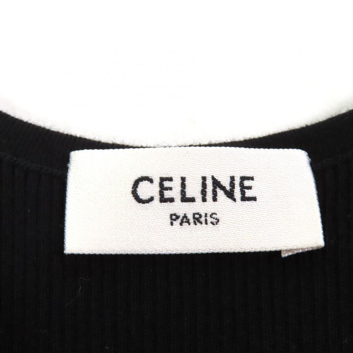 Excellent CELINE Tank top Athlete Bra / Mesh Black/Cream cotton S 2A68L372N