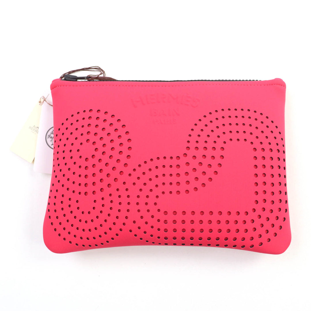 Pristine HERMES Pouch Neoban Zen Au Soleil PM Logo punching design polyamide Women