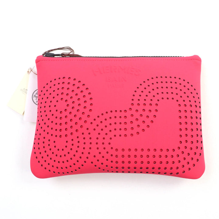 Pristine HERMES Pouch Neoban Zen Au Soleil PM Logo punching design polyamide Women
