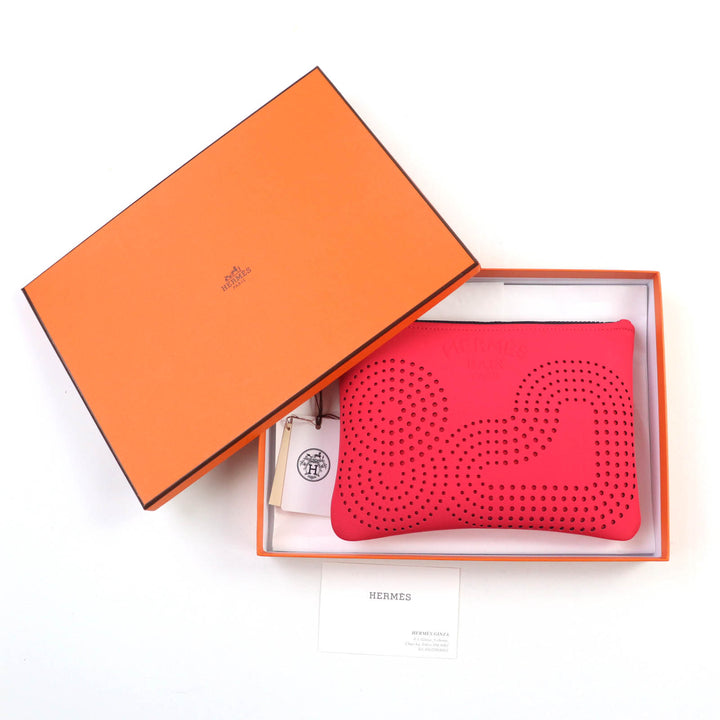 Pristine HERMES Pouch Neoban Zen Au Soleil PM Logo punching design polyamide Women