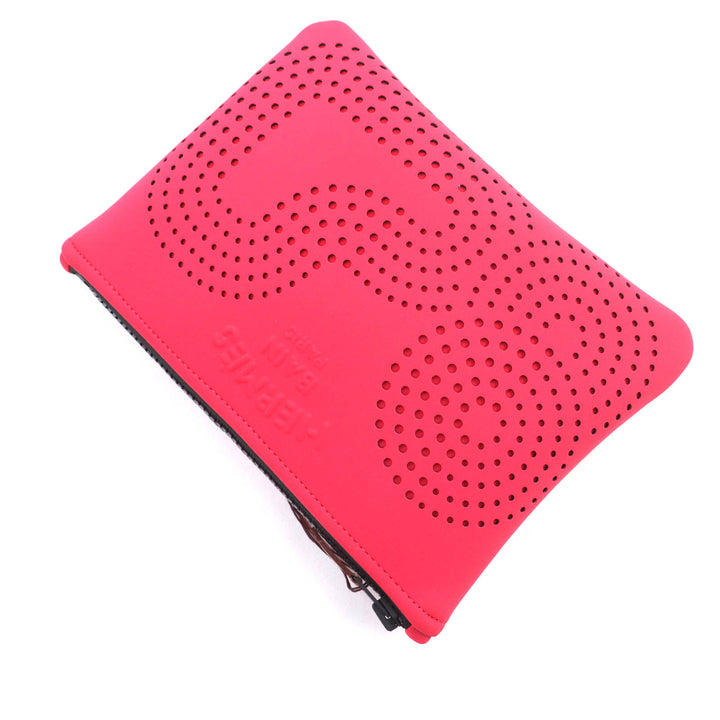 Pristine HERMES Pouch Neoban Zen Au Soleil PM Logo punching design polyamide Women