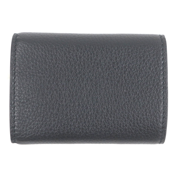 Pristine GUCCI Tri-fold wallet embossed logo compact wallet black leather mens 736151