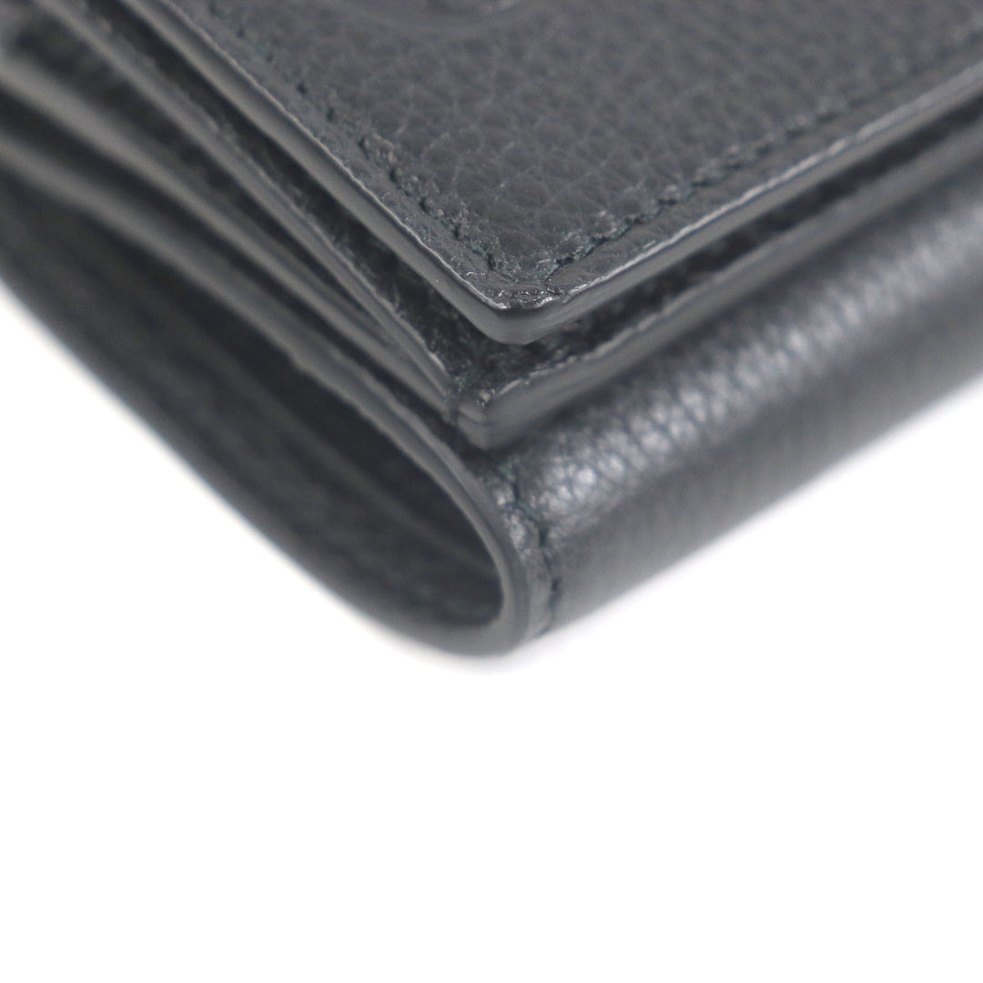 Pristine GUCCI Tri-fold wallet embossed logo compact wallet black leather mens 736151
