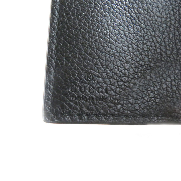 Pristine GUCCI Tri-fold wallet embossed logo compact wallet black leather mens