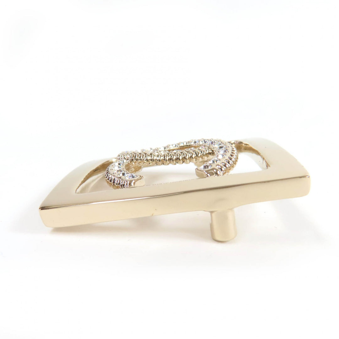 Excellent CHANEL Brooch COCO Mark rhinestone gold Women A23P