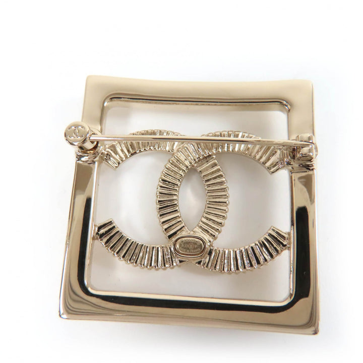 Excellent CHANEL Brooch COCO Mark rhinestone gold Women A23P