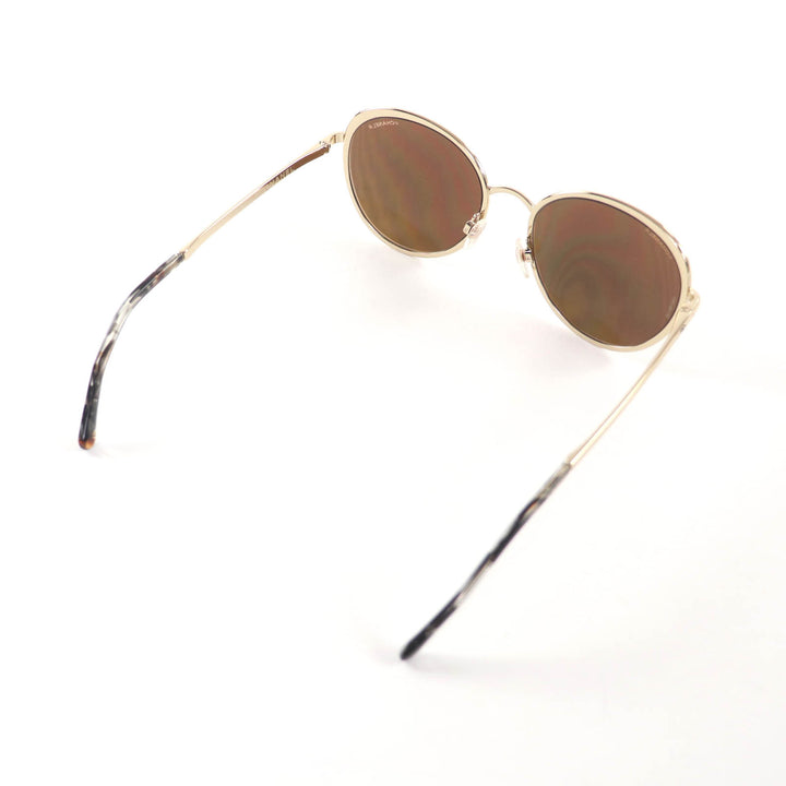 Excellent CHANEL sunglasses COCO Mark Boston Mirror Lens gold Women 4206