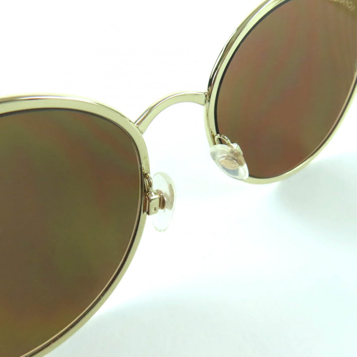Excellent CHANEL sunglasses COCO Mark Boston Mirror Lens gold Women 4206