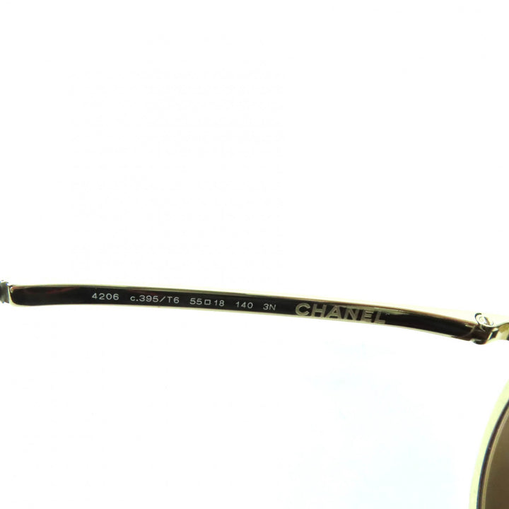 Excellent CHANEL sunglasses COCO Mark Boston Mirror Lens gold Women 4206
