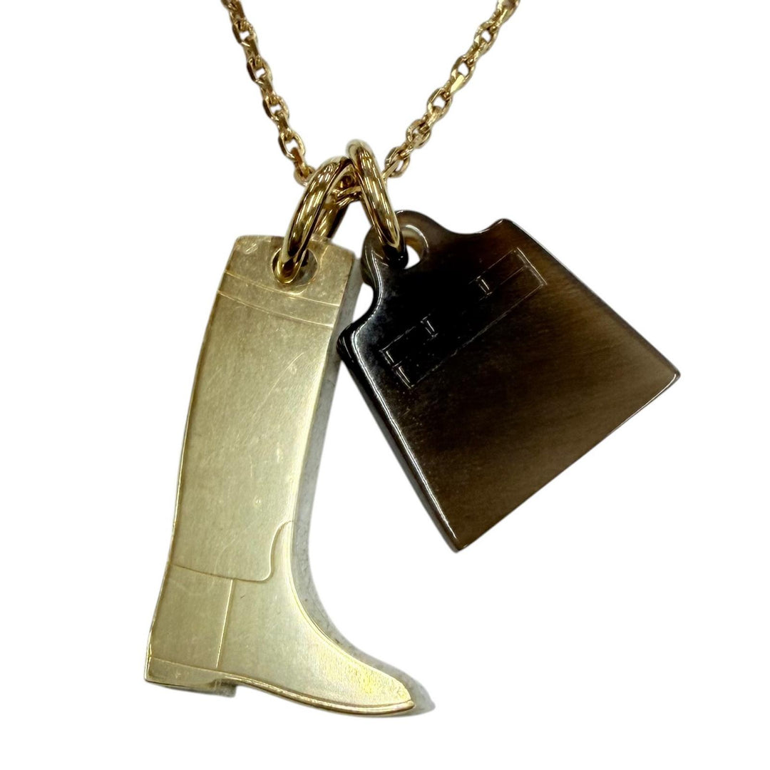 Pristine HERMES Necklace Amulet Marokinie Necklace gold Buffalo horn Women