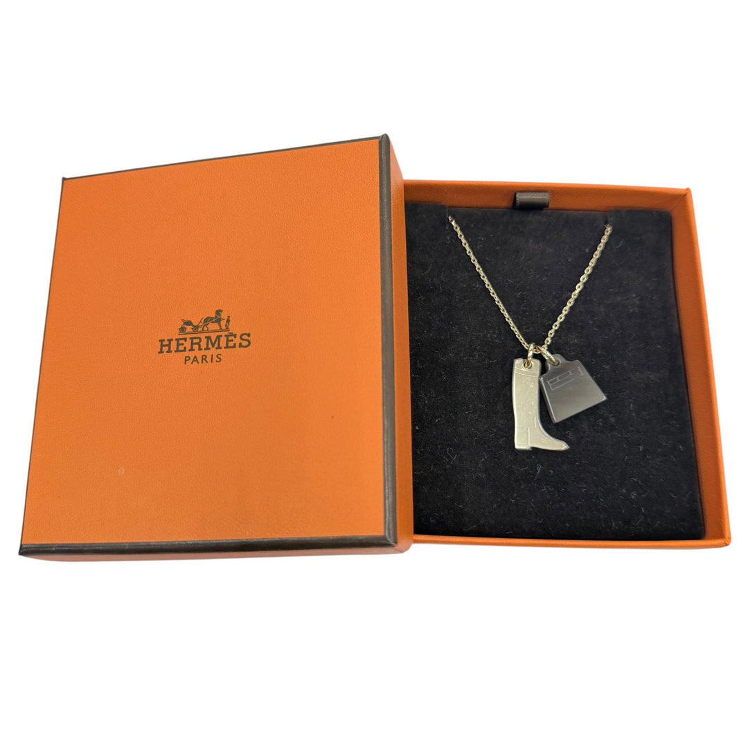 Pristine HERMES Necklace Amulet Marokinie Necklace gold Buffalo horn Women