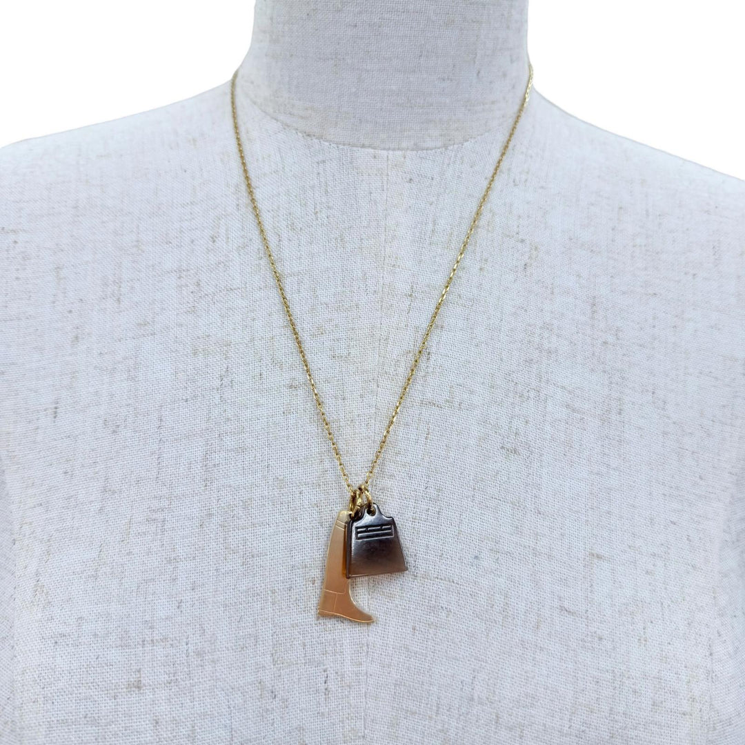 Pristine HERMES Necklace Amulet Marokinie Necklace gold Buffalo horn Women