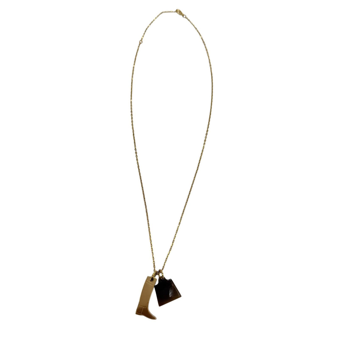 Pristine HERMES Necklace Amulet Marokinie Necklace gold Buffalo horn Women