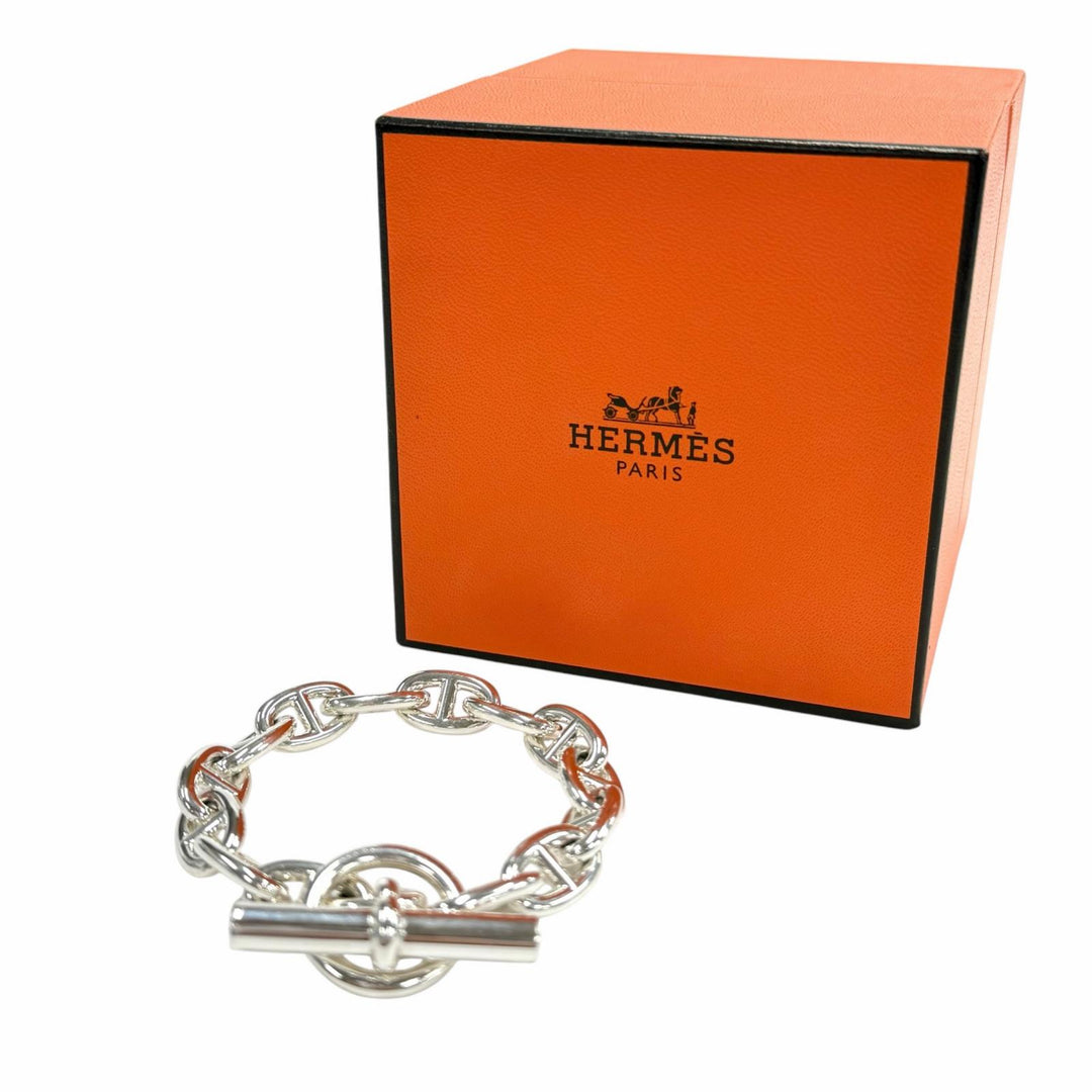 Excellent HERMES bracelet Chene Dunkle MM Silver AG925 Women