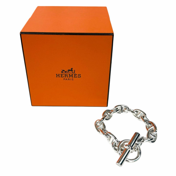 Excellent HERMES bracelet Chene Dunkle MM 14 frames Silver 925 Women