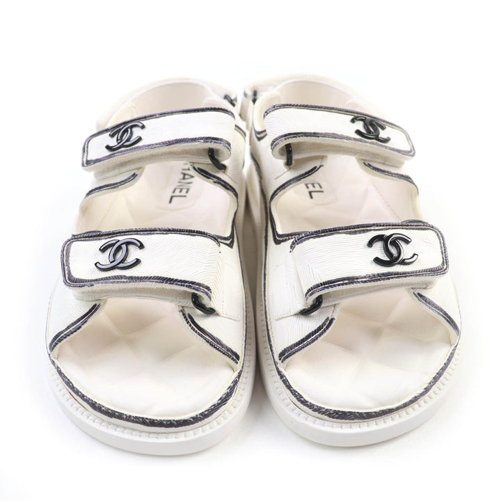 Excellent CHANEL Sandals white leather Women 35 22C G35927