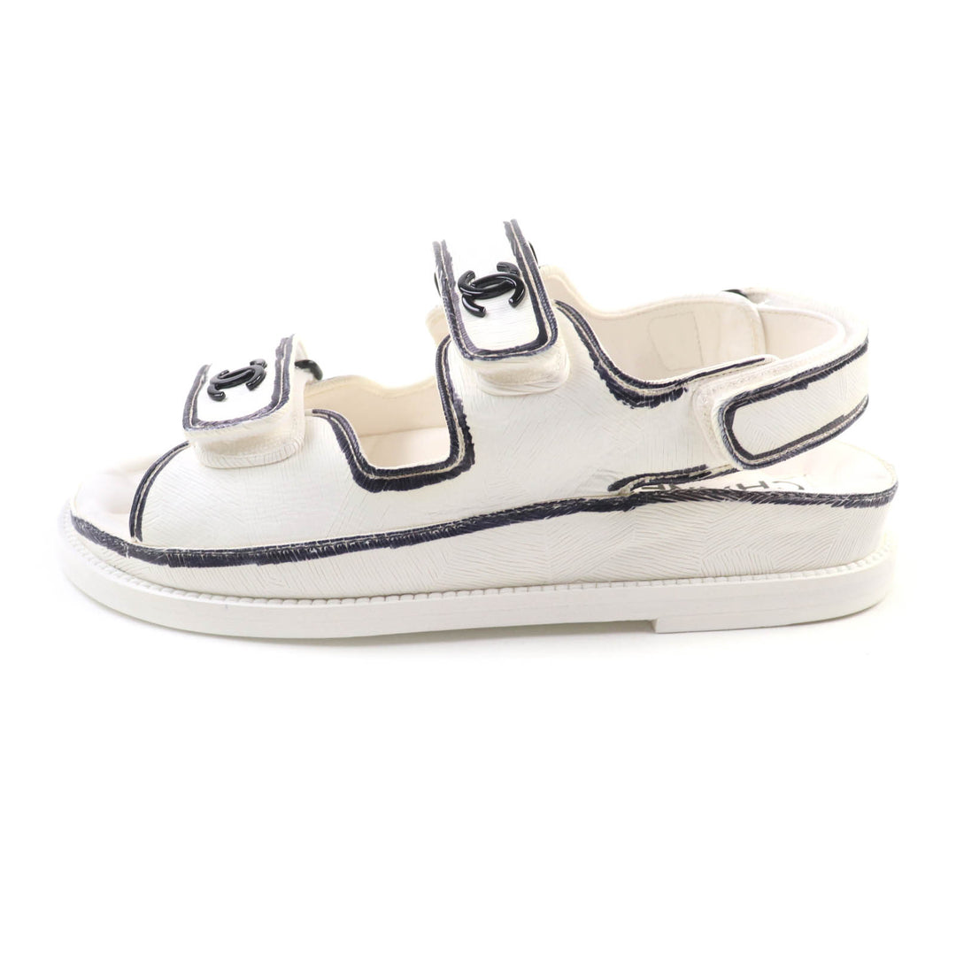 Excellent CHANEL Sandals white leather Women 35 22C G35927